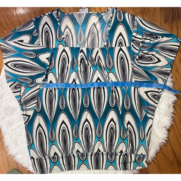 Worthington Stylish Blue Patterned Women's Top Size L - Picture 6 of 7